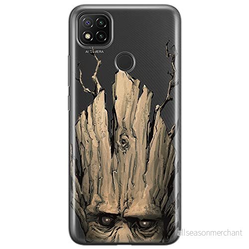 ERT GROUP mobiltelefonfodral för Xiaomi REDMI 9C originalt och officiellt licensierat Marvel mönster Groot 002 optimalt anpassad till formen på mobiltelefonen, gedeeltelijk transparant 5903040277515