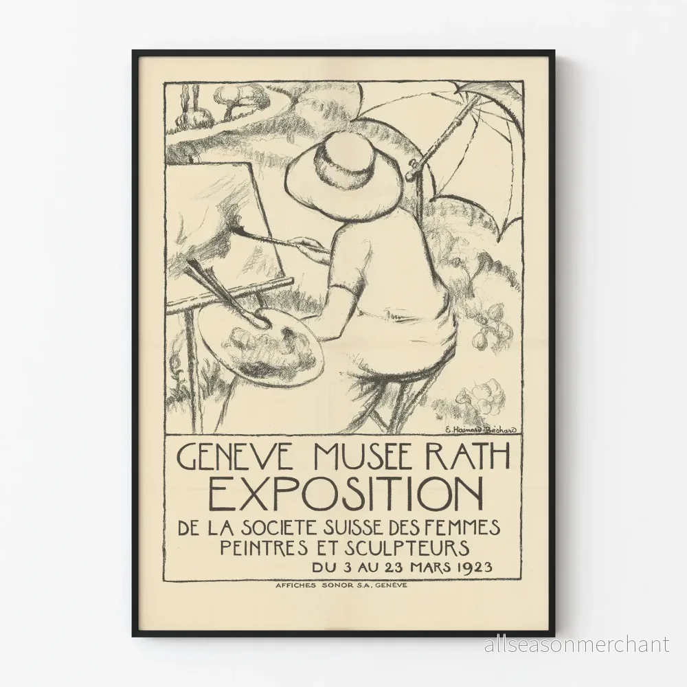 Vintageposter för schweiziska kvinnliga konstnärer och skulptörer utställning 1923