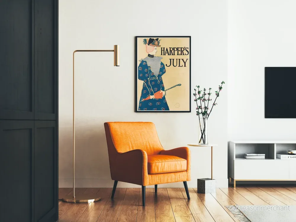 Vintageaffisch Harper's juli för elegant väggdekoration - Bild 2