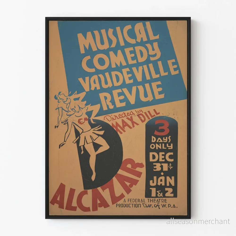 Vintageposter av musikalisk komedivådväll Alcatzar