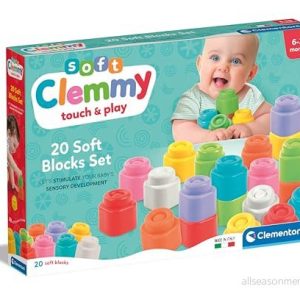 Clementoni Mjukt paket 20 set för tidig barndomskonstruktion, Clemmy Mjuka byggstenar, 6 månader barn, Sensoriskt spel, Stapelbart Och Tvättbart, Tillverkad i Italien, Multifärg, 17989 8005125179893 Clementoni Mjukt paket 20 set för tidig barndomskonstruktion, Clemmy Mjuka byggstenar, 6 månader barn, Sensoriskt spel, Stapelbart Och Tvättbart, Tillverkad i Italien, Multifärg, 17989 8005125179893