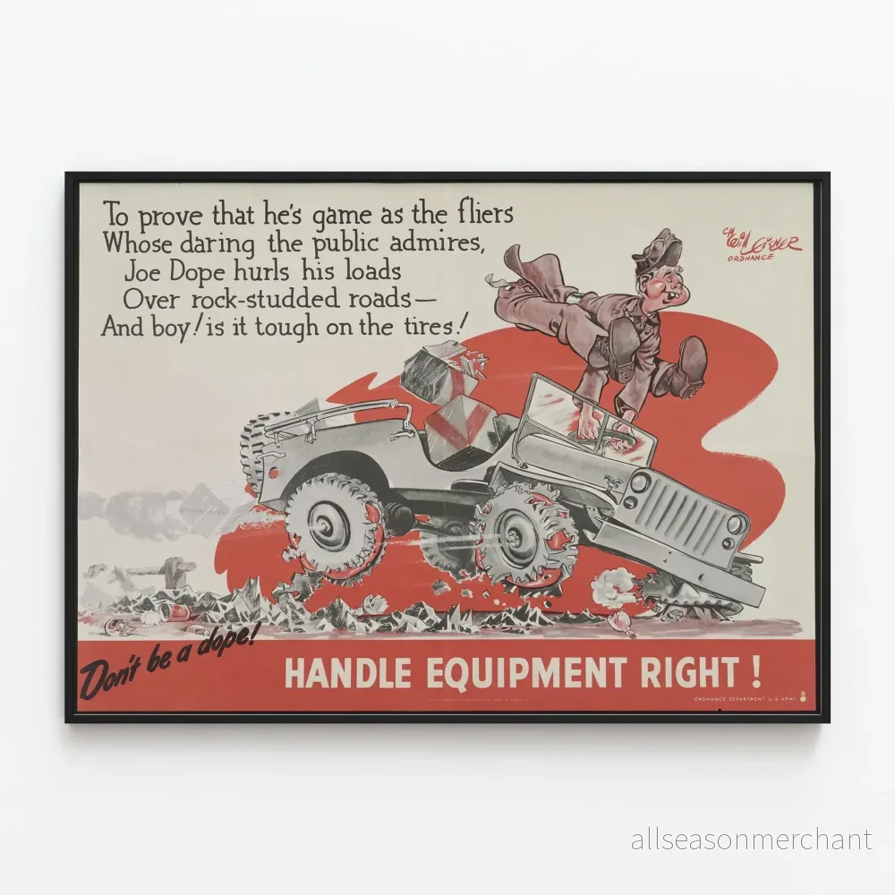 Vintageposter Säkerhet Militärutrustning Joe Dope