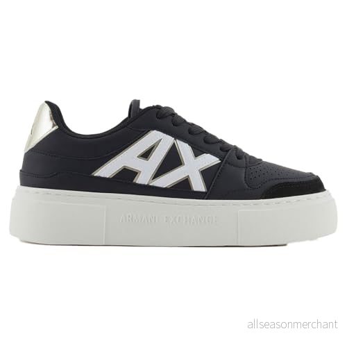 Armani Exchange LACE UP Sneaker Sneakers, Storlek: 40, Black/pale gold Skinnimitation/textil 8058997238922