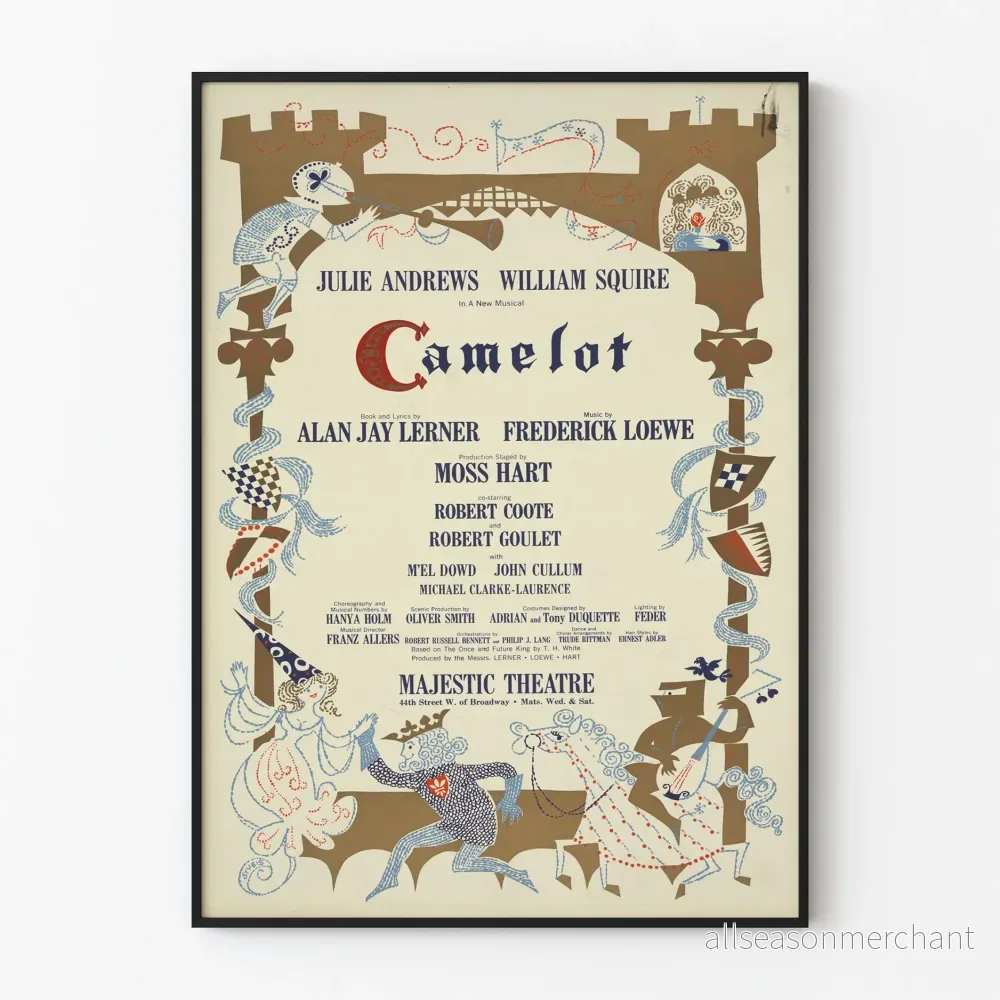 Musikdekoration affisch Camelot Broadway-utgåva Musikdekoration affisch Camelot Broadway-utgåva