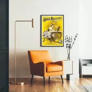 Vintageposter High Rollers Burlesque Co. Gul och Svart - Bild 2