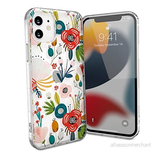 Febliss Fit for fodral kompatibel med iPhone 12,12 Pro 6.1, transparent färgat blommönster, stötskydd och mjukt TPU för flickor kvinnor. 750266816005