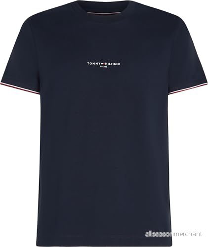 Tommy Hilfiger t shirt herr kortärmad tippad med rund hals, Blå (Desert Sky), XL 8720645125495