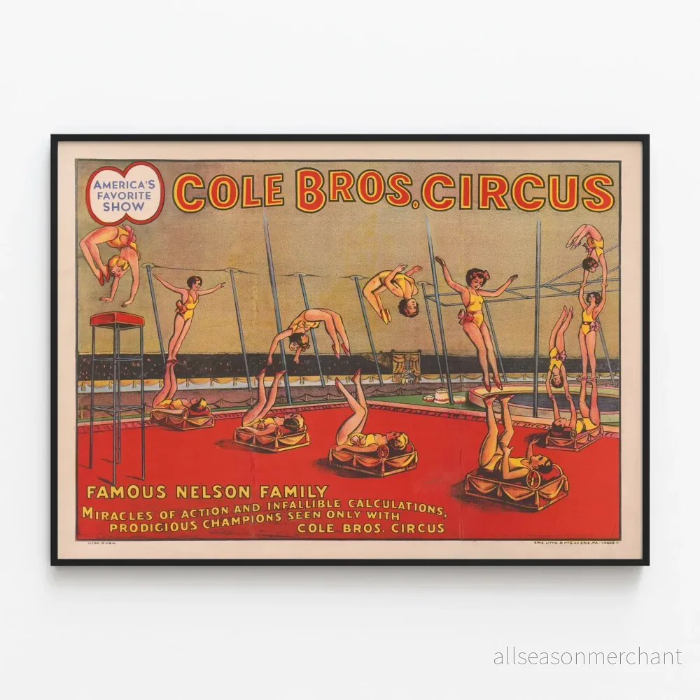 Vintageaffisch Circus Cole Bros. Nelson Family Vintageaffisch Circus Cole Bros. Nelson Family