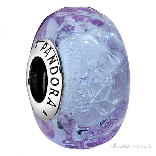 PANDORA Wellenförmiges Lavendelblaues Murano Glas Charm, 798875C00, Lila, 1,3cm 5700302872040
