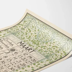 Väggposter Kalender Mars 1899 Art Nouveau med lövverk - Bild 3