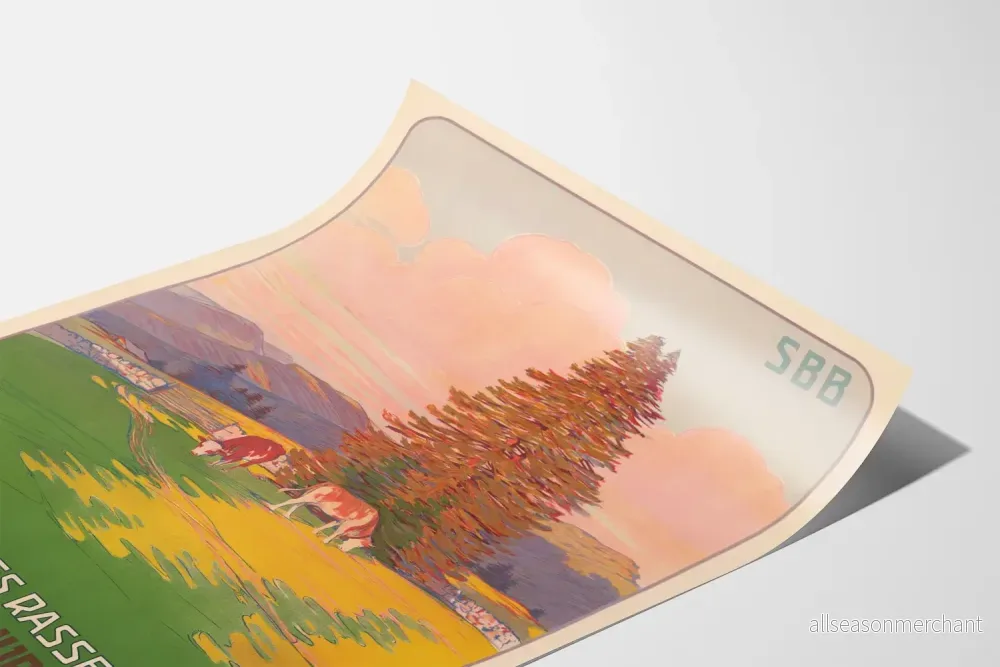 Vintageposter Ste-Croix Les Rasses Jura Schweiz för väggdekoration - Bild 3