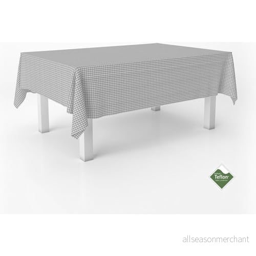 ECOMMERC3 Vichy fläckbeständig bordsduk för rektangulärt bord storlek 240 x 140 cm med extra mjuk känsla och vattentät ljusgrå 8435767371780