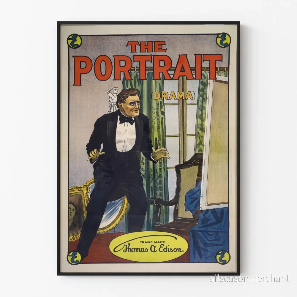 Vintageposter The Portrait, dramatisk designstil från början av 1900-talet
