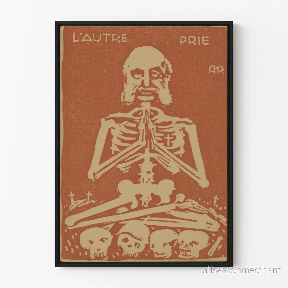 Postern L'Autre Prié - Skelettillustration med sepiaestetik