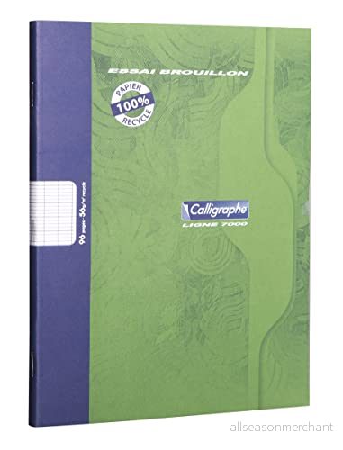 Clairefontaine 2196C Häfte Calligraphe, 17 x 22 cm, fransk linjering, 48 ark, 56 g återvunnet papper, grön, 1 styck 3210330021966