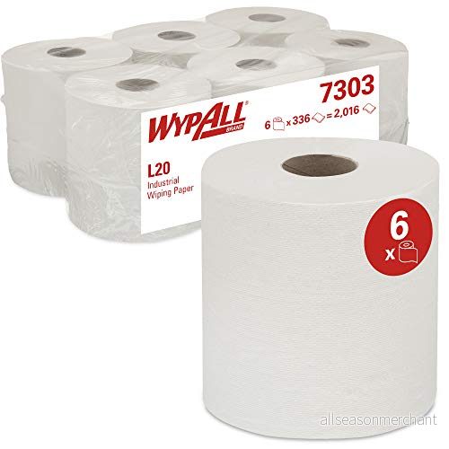 WypAll 7303 Industriellt torkpapper L20 mitten, 2 lager, vit (6 rullar x 336 ark) 5027375017988