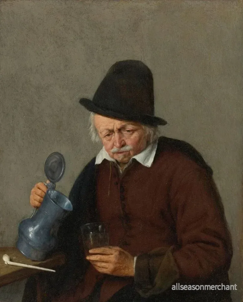 Målning En man som håller ett ölglas och ett glas - Adriaen van Ostade | Konsttryck - Bild 2
