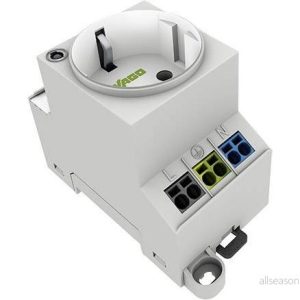 WAGO Service stik til montering på DIN skinne, type F (Schuko) med LED status indikator og Push in klemmer, mulighed for videresløjfning 4055143721295