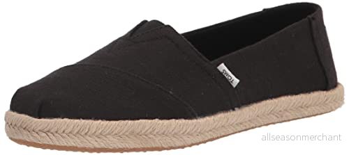 TOMS Alpargata rep för kvinnor, klassisk loafer, platt, Totalt svart, 37 EU 195703326004