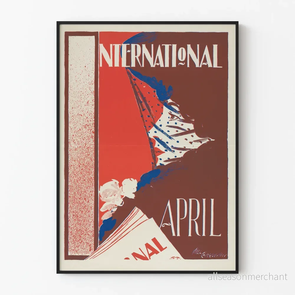 Vintageaffisch International April för väggdekoration