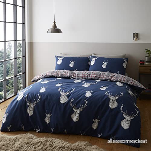 Catherine Lansfield Munro Stag Check Navy 5607032149568