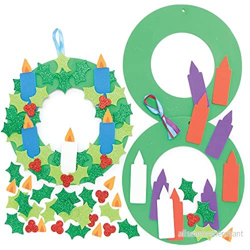 Baker Ross FE916 adventskrans skum pysselset 3 pack, festliga kreativa uppsättningar och pysselbehov för pyssel dekoration till jul, med skumgummi barn 5051174124172