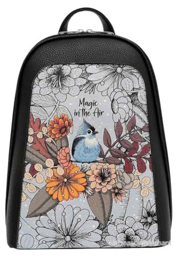 DOGO Kvinnors veganläder svart ryggsäck Magic in the Air mönster, svart, Taille unique 8680544269594