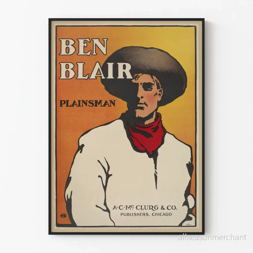 Vintageposter Ben Blair Plainsman-stil västern