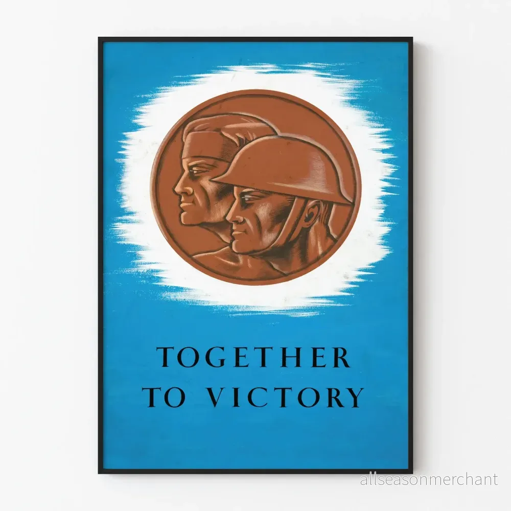 Vintage dekorativ poster Tillsammans till seger