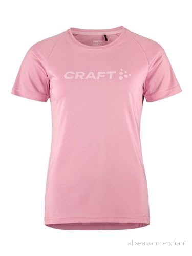 Craft CORE Essence Logo Tee Damsporttröja XXL vit Activewear för kvinnor av återvunnen polyester böjda sidosömmar snabbtorkande t shirt damer funktionell skjorta 7318574064414