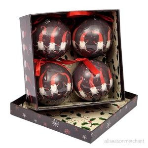 Ciao Uppsättning av 4 decoupage julgransbollar (Ø7,5 cm) svart jul med tygband i presentask 8033313936850 Ciao Uppsättning av 4 decoupage julgransbollar (Ø7,5 cm) svart jul med tygband i presentask 8033313936850