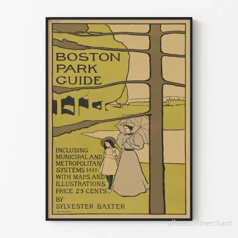 Vintageposter Boston Park Guide - Retro dekorativ illustration