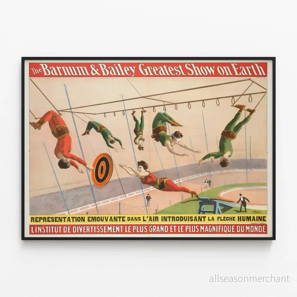 Vintageaffisch Cirque Barnum & Bailey - Akrobatik och Luftakrobatikföreställning
