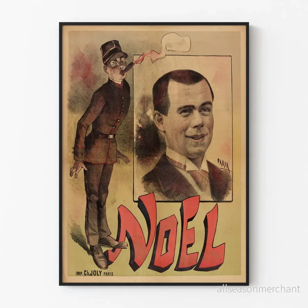 Vintage julposter med porträtt och tidsenlig uniform