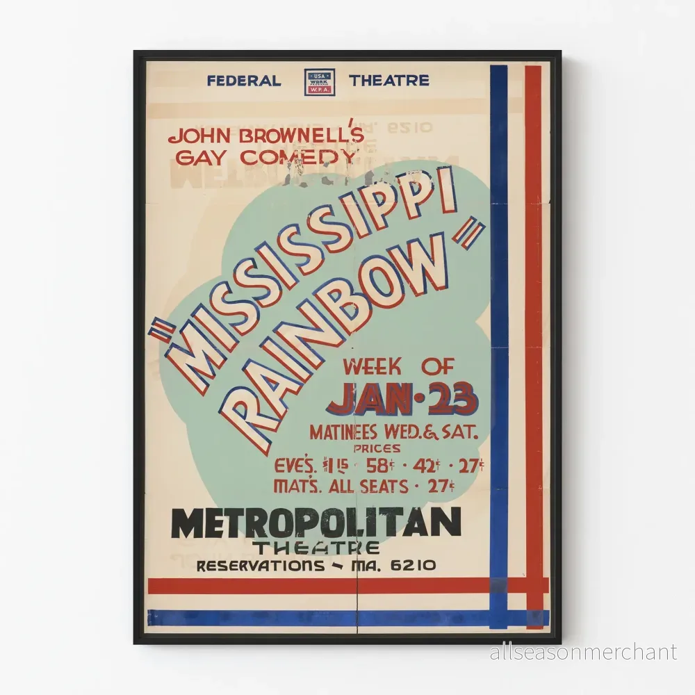 Vintageaffisch Mississippi Rainbow för väggdekoration teater