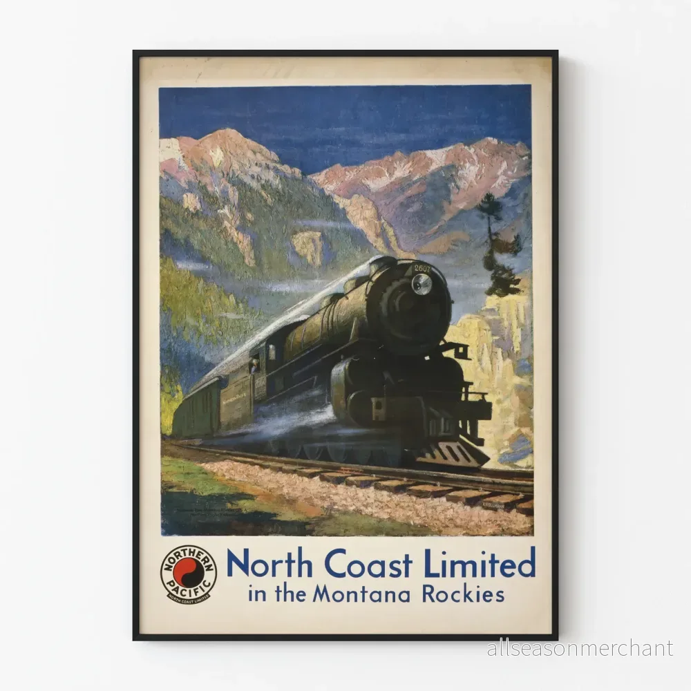 Vintageposter av North Coast Limited-tåget i Montana Rockies