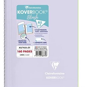 Clairefontaine Ref 366775C Koverbook Blush trådbunden anteckningsbok (80 ark) A5 storlek, fodrad linjering, 90 gsm borstat velumpapper, pastell polypro skydd lila 3037923667758 Clairefontaine Ref 366775C Koverbook Blush trådbunden anteckningsbok (80 ark) A5 storlek, fodrad linjering, 90 gsm borstat velumpapper, pastell polypro skydd lila 3037923667758