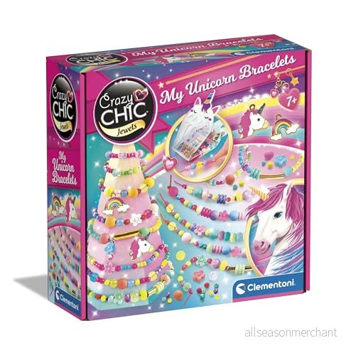 Clementoni 18792 Crazy Chic My Unicorn Armband Gör det själv armbandssatser för flickor, kreativt spel, 7 år gammal, vänskapsarmband, hantverk 8005125187928