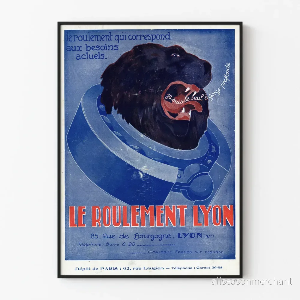 Vintage reklamposter Le Roulement Lyon väggdekoration
