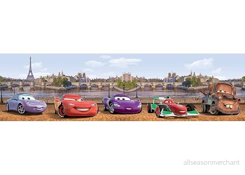 AG Design Disney bilar vägg klistermärke, självhäftande folie, flerfärgad, 500 x 10 cm 8595577980814