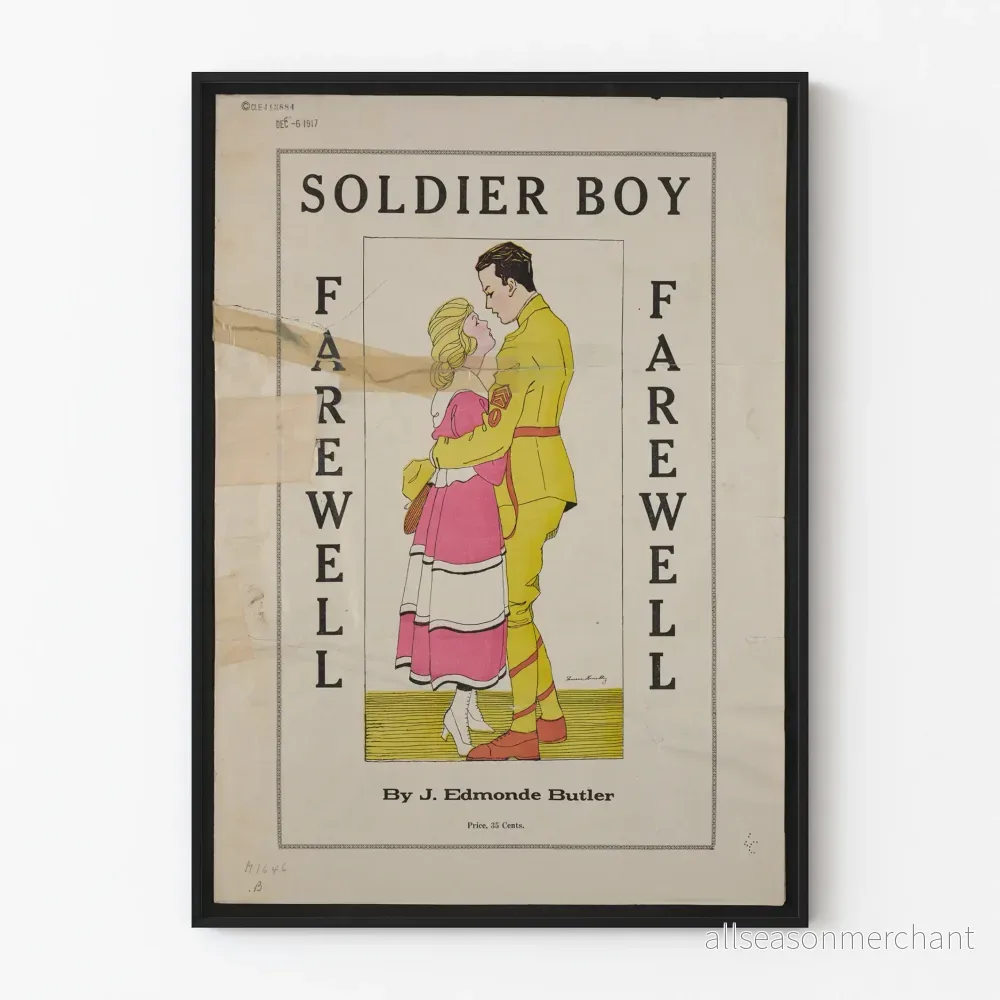 Vintage affisch Soldatpojke Farväl - Retro väggdekoration