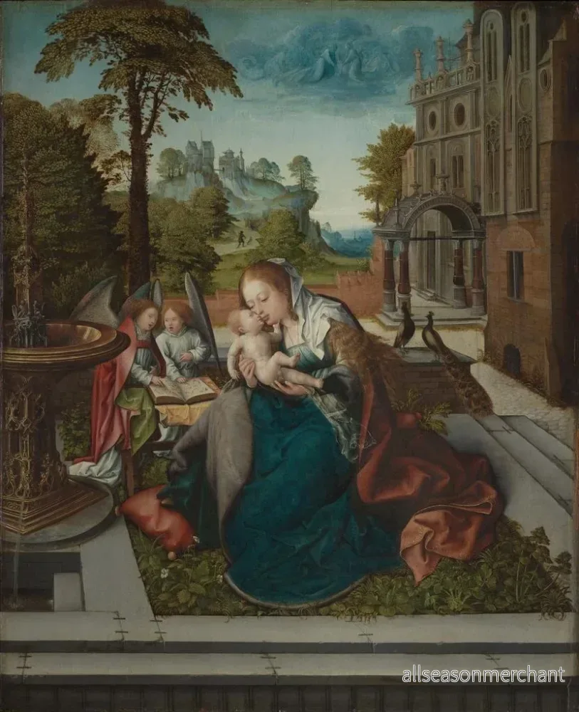 Målning Vierge à l'Enfant avec des anges - Bernard van Orley | Konsttryck - Bild 2