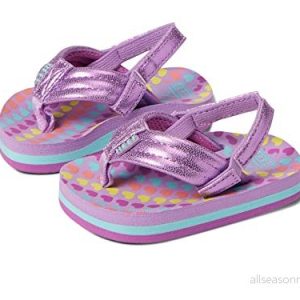 Reef Little Ahi Flip Flop, 2 UK barn, Lila rosa blå, Child 195333904214