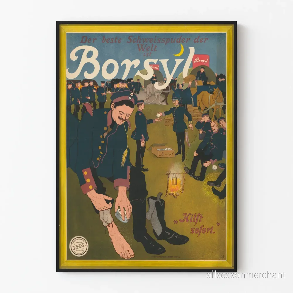 Vintage reklamposter Borsyl - Antitranspirationspuder