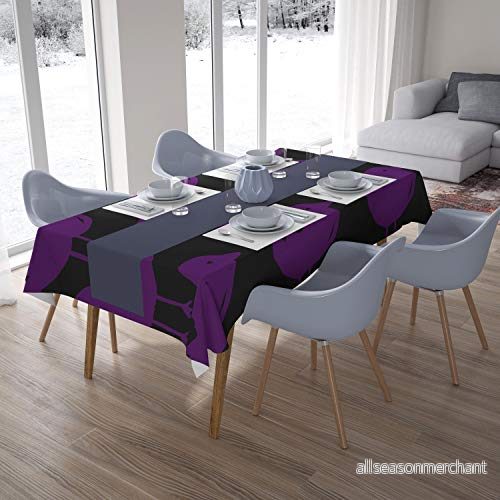 Bonamaison Köksdekoration, bordsduk, lila, svart, 140 x 200 cm designad och tillverkad i Turkiet 4546679643231
