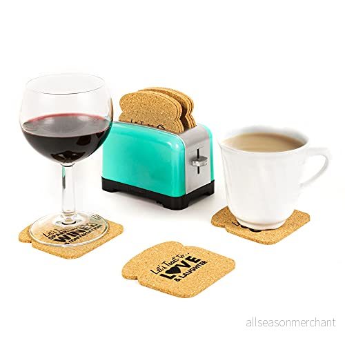 Brödrostunderlägg, set med 6 korkunderlägg, runda och ytskydd för dryck, kaffe, te, öl, vin hemma eller på bar, nyhet presentidé (blågrön) 5060213019393