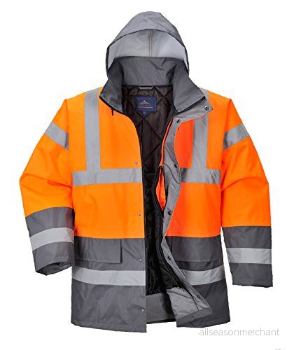 Portwest S467OGYL Hi-Vis tvåfärgad trafikjacka, vanlig, storlek stor, orange/grå 5036108245253