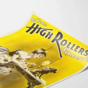 Vintageposter High Rollers Burlesque Co. Gul och Svart - Bild 3