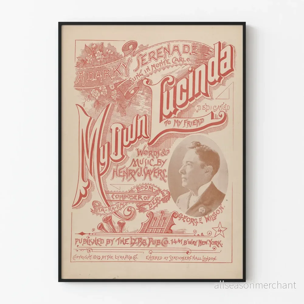 Vintageposter My Own Lucinda - Dekorativ musiknotsposter