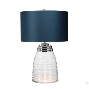 Quintiesse Bordslampa Milne glasfot skärm blå 5024005381617 Quintiesse Bordslampa Milne glasfot skärm blå 5024005381617